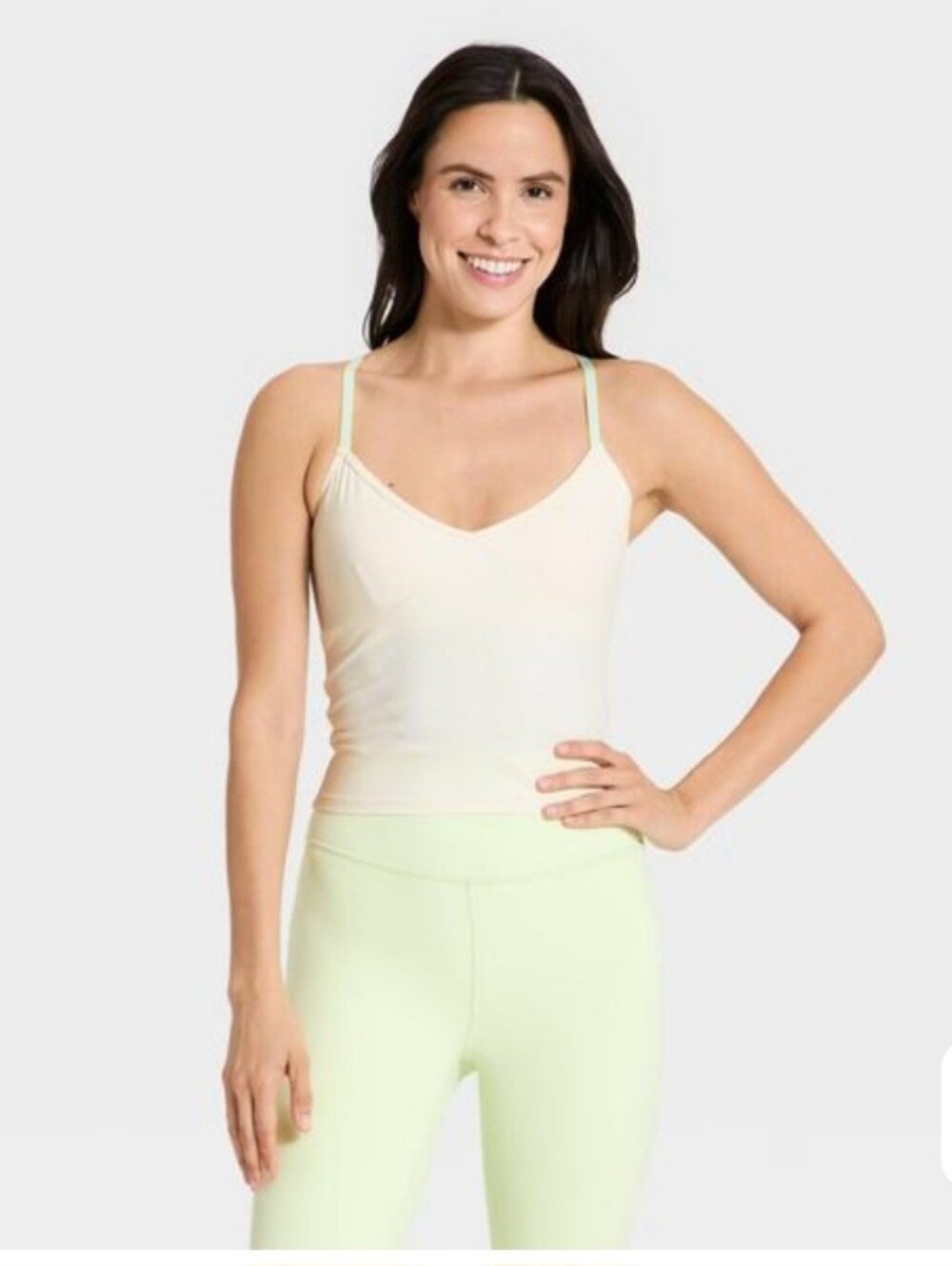 All In Motion Women's Everyday Soft V-Neck Cami Support Tank Top - Cream